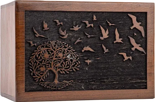 Vista 8 de Urna de cremación para cenizas humanas, adulto, hombre y mujer, caja de madera del árbol de la vida, urna para cenizas – Urna funeraria decorativa