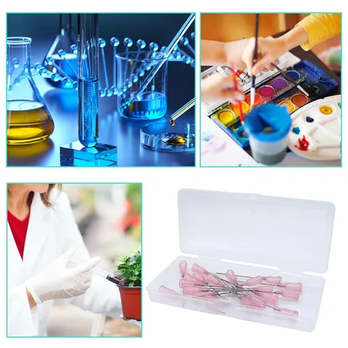 Vista 7 de Paquete de 20 unidades de 20 Ga de 1.5 pulgadas, jeringa de plástico rosa, punta roma, agujas dispensadoras cónicas Luer Lock para uso industrial