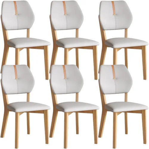 Vista 24 de YVYKFZD Solid Wood Dining Chairs Set, Leather Dining Room Chair, Armless Kitchen Chairs with Back, Upholstered Living Room Chair, for Bedroom Dark