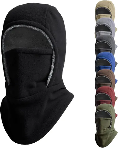 Vista 10 de Pasamontañas térmico 2 en 1 con gorro y máscara facial, calentador de Brown