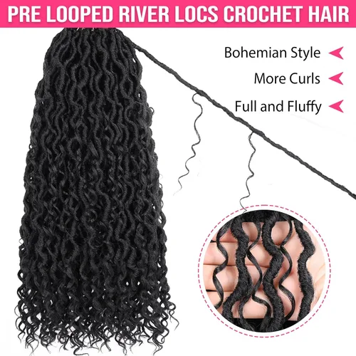 Vista 4 de Goddess Locs - 8 paquetes de cabello de ganchillo Goddess Locs de 10 pulgadas, pelo corto de imitación de ganchillo con rizos pre-enrollados