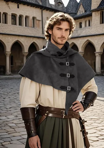 Vista 5 de FURPHI Capucha medieval con hebillas renacentistas para hombres y mujeres, accesorios de disfraz de Halloween