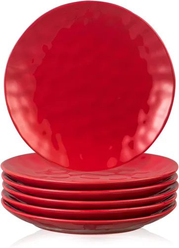 Vista 9 de vicrays Juego de Platos de Cena de Cerámica, 10.5 Pulgadas, Juego de 6, Redondos, Apto para Microondas, Horno, Lavavajillas, Porcelana Acanalada