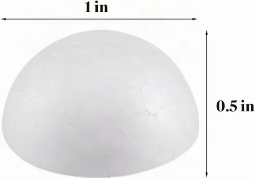 Vista 2 de Crafjie 150 piezas bolas de espuma de media pulgada blancas, bolas de espuma de poliestireno semirredondas, suministros para manualidades, bolas