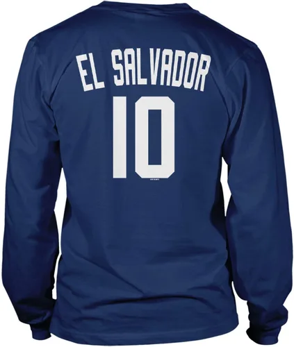 Vista 2 de Camiseta de fútbol salvadoreño de manga larga unisex de fútbol nacional salvadoreño, marino