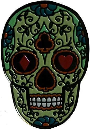 Vista 3 de Dia De Los Muertos - Marcador de pelota de golf y clip para sombrero de rosa roja BandSkull
