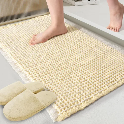 Vista 21 de ZALL - Tapete de baño de punto gofre beige, súper absorbente, antideslizante, largo, color crema, 24 x 72 pulgadas, lavable a máquina, ultra suave