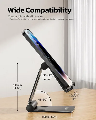 Vista 5 de Nulaxy Soporte ajustable para computadora portátil para escritorio y soporte de aluminio completo para teléfono celular