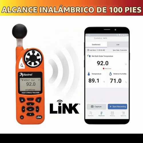 Vista 6 de Kestrel 5400 WBGT Heat Stress Tracker Pro