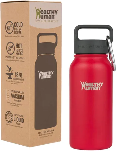 Vista 8 de Botella de agua saludable y humana, sin BPA, para deportes, viajes, de acero inoxidable, aislada