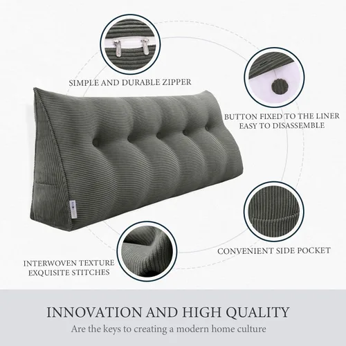 Vista 3 de Almohada de cuña gruesa de 10 libras para cabecero, posicionador de cuerpo, almohada de lectura triangular, almohada para sentarse en la cama