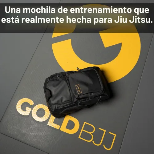 Vista 6 de Mochila dorada BJJ para Jiu Jitsu – Bolsa de deporte muy resistente con bolsillo impermeable de tejido de GI