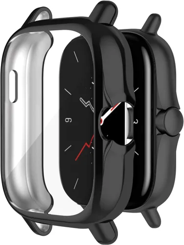 Vista 3 de Funda protectora de pantalla compatible con Amazfit GTS 2 Smartwatch Carcasas de TPU suave a prueba de golpes (negro)