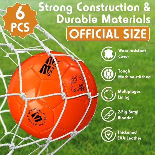 Vista 4 de 6 pelotas de fútbol con bomba de inflado, tamaño a granel, 5/4/3, pelotas de fútbol desinfladas, regalo para jóvenes y adultos, práctica
