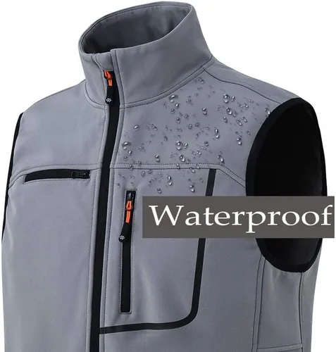 Vista 3 de MoFiz Chaleco para hombre, chaleco para hombre, con cremallera completa, forro polar, ligero, softshell, resistente al viento, chaqueta sin mangas