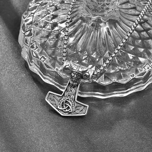 Vista 4 de ADMETUS Collar de amuleto de plata de ley 925 Collar vikingo para hombre joyería nórdica colgante de Odín con cadena Rolo de 0098in 22 pulgadas 2