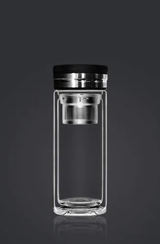 Vista 4 de Sun's Tea (TM) - vaso de vidrio de té de 18 oz, resistente, doble pared de borrosilicato, 3 unidades con colador