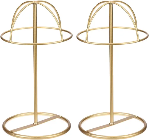 Vista 9 de uxcell Soporte de exhibición de metal para sombreros, paquete de 2 soportes independientes para sombreros de mesa y pelucas, para gorra de béisbol