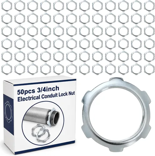 Vista 11 de Yaocom 50 piezas de tuercas de bloqueo de conducto eléctrico, tuerca de bloqueo rígida, acero galvanizado, accesorios de conductos eléctricos