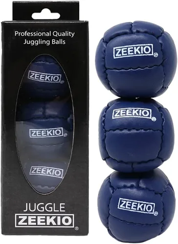 Vista 12 de Zeekio Galaxy Malabares - Pelotas de cuero genuino de 12 paneles de primera calidad, 4.59 oz, 2.638 in, paquete de 3 (negro)