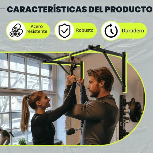Vista 5 de ECOTRIC 46" Wall Mounted Pull Up Chin Up Bar Heavy Duty Gym Workout Fitness