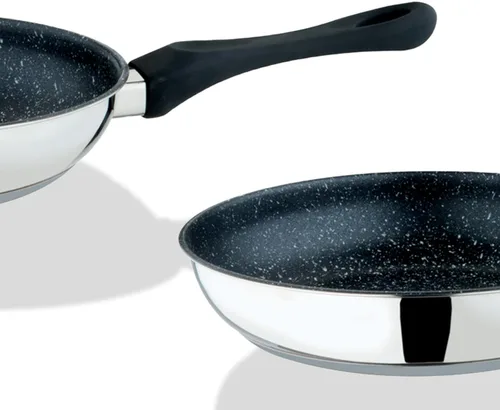 Vista 2 de Mepra Fantasia 30197924N - Sartén de piedra de 9.4 in, acero inoxidable, revestimiento de piedra Eterna, mango de baquelita Utensilios de cocina