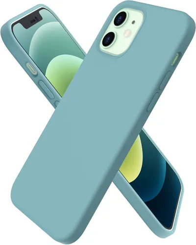 Vista 20 de ORNARTO - Funda para iPhone 12/12 Pro, silicona líquida delgada, color negro 3-Layer Full Covered Soft Gel Rubber, Non-Slip Grip Shockproof