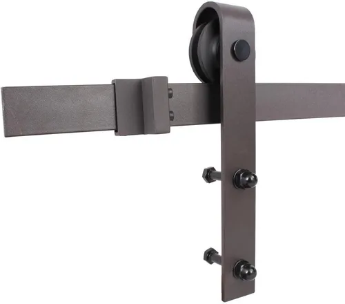 Vista 4 de Chevron Arrow 24 pulgadas x 80 pulgadas. Puerta corredera moderna de MDF manchada de negro totalmente montada con kit de herrajes