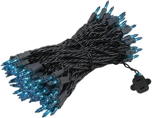 Vista 5 de Novelty Lights Mini luces incandescentes tradicionales de 50 pies, 100 bombillas, transparente sobre cable negro con espacio de 6 pulgadas, grado