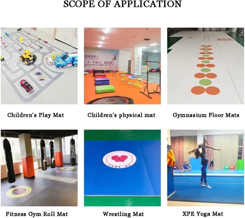 Vista 5 de Colchoneta de gimnasia para interiores de 19.6 x 6 x 0.13 pies, tapete de ejercicio para animadoras con una alfombra de gimnasio con agarre superior