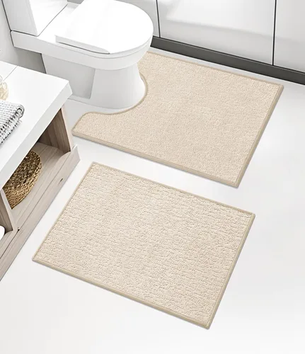 Vista 32 de Chakme Juego de 2 alfombras de baño ultrafinas, absorbentes, antideslizantes, lavables a máquina, color negro, 17 x 24 pulgadas / 17 x 30 pulgadas