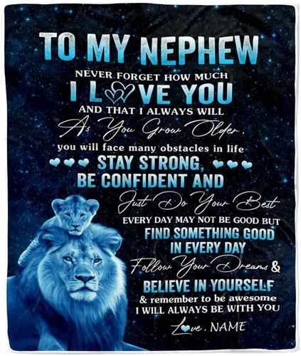 Vista 6 de Manta personalizada con texto en inglés «To My Nephew from Aunt Uncle Auntie I Love You Hugs» (texto en inglés) con texto en inglés «To My Nephew»