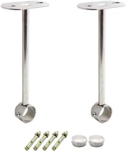 Vista 10 de Paquete de 2 soportes de montaje en techo, soporte de tubo de acero inoxidable para armario, soporte de tubería de techo, cortina de ducha, armario