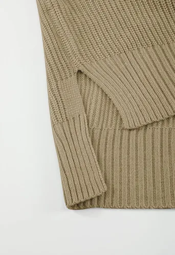 Vista 3 de Selowin Suéter de punto trenzado con cuello en V para mujer suéter holgado