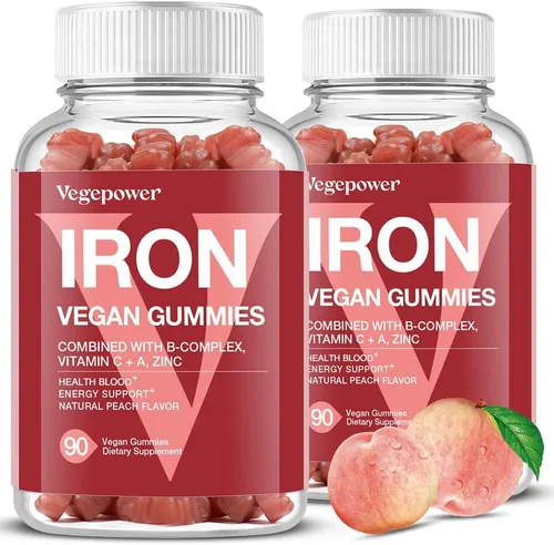 Vista 11 de Suplemento de gomitas de hierro vegano - con vitamina C, A, complejo B, folato, zinc para adultos y niños - Apoyo para la salud de la sangre