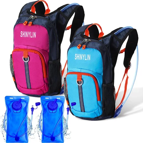 Vista 8 de Shinylin 2 piezas mochila de hidratación para niños con bolsa de agua de 1.5l mochila ligera para niños para senderismo mochila de agua para niños