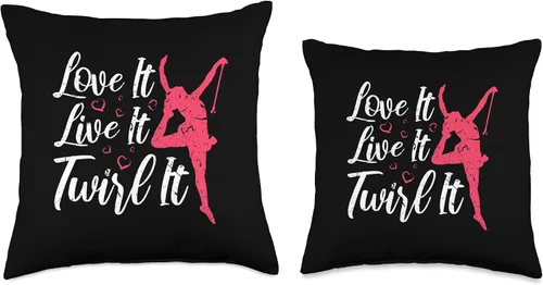 Vista 3 de Majorette Dance Graphics for Baton Twirler Baton - Almohada de 16 x 16 pulgadas, multicolor