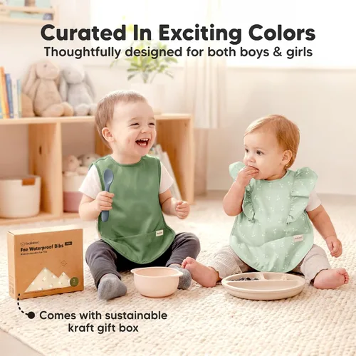 Vista 8 de KeaBabies Baberos impermeables para bebé niña, niño – Paquete de 2 baberos ligeros y grandes para comer, atrapador de comida portátil, esenciales