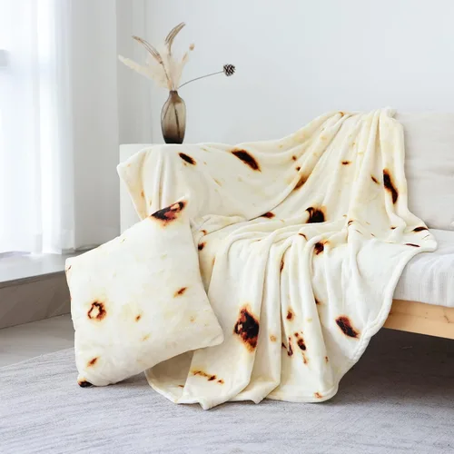 Vista 15 de Bnuitland Burritos - Manta de tortilla de 300 GSM, regalo divertido gigante de doble cara, realista, súper suave, manta de comida para niños