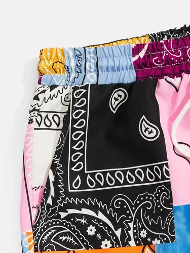 Vista 4 de Cozyease Pantalones cortos gráficos para hombre, cómodos, elásticos, casuales, para verano, entrenamiento, atlético, gimnasio, pantalones cortos