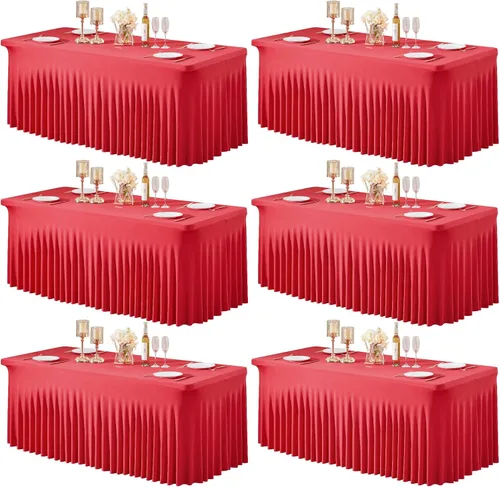 Vista 36 de Paquete de 1 manteles azul bebé para mesas rectangulares de 4 pies, cubiertas de mesa de spandex elástico de una pieza resistentes a las arrugas