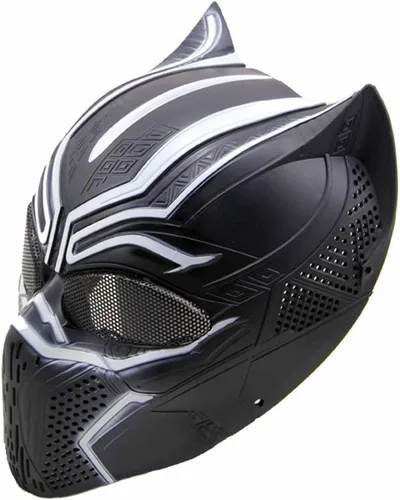 Vista 4 de Máscara de pantera de superhéroe, máscara de Halloween, baile de máscaras, accesorios de disfraz de látex suave para casco