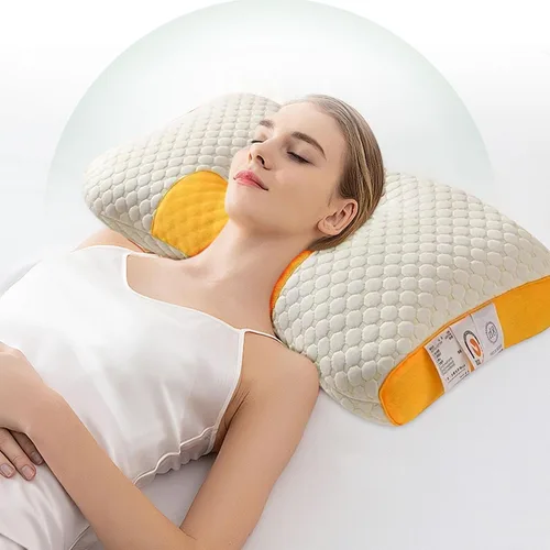 Vista 9 de Almohada para dormir de espalda Almohada de contorno Almohada Cuello Almohada de espuma viscoelástica Azul