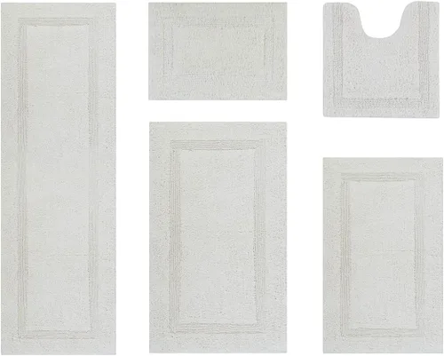 Vista 366 de Better Trends - Juego de 2 alfombras de baño 100% algodón, extra suaves, con borlas, de 17" x 24", alfombra de baño superabsorbente y reversible