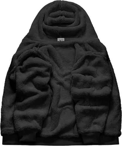 Vista 2 de ZITY - Sudadera de invierno con capucha y cremallera para hombre, chaqueta abrigada de vellón, con forro de Sherpa