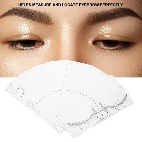 Vista 3 de 50 calcomanías de regla de cejas, regla adhesiva desechable para mapeo de cejas, herramienta de medición de cejas para microblading, extensiones
