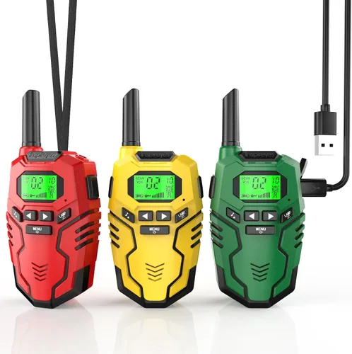 Vista 24 de Inspireyes Walkie Talkies para niños recargables, juguetes para niños y niñas de 3 a 12 años, paquete de 2 radios bidireccionales de largo alcance