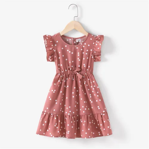 Vista 4 de PATPAT Vestidos de mamá y yo a juego, trajes familiares a juego con lunares y manga volada para madre e hija