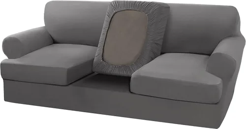 Vista 9 de H.VERSAILTEX Funda para sofá de 3 piezas, funda para sofá biplaza con cojines en forma de T para sofá de 2 cojines, antideslizante, súper elástica