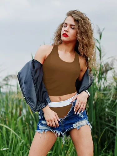 Vista 7 de Boao 4 camisetas básicas sin mangas de espalda cruzada para mujer